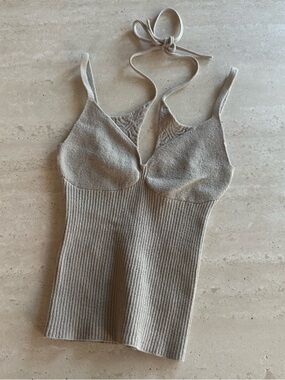 Top dressing tan crochet tank top size XS/S